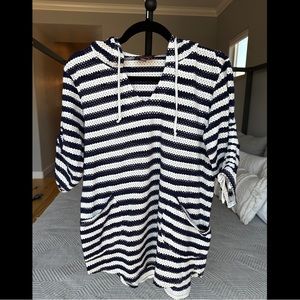 Nautical Perforated Beach Cover-Up